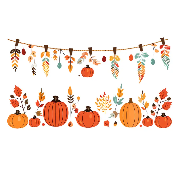 Autumn Garland and Pumpkins