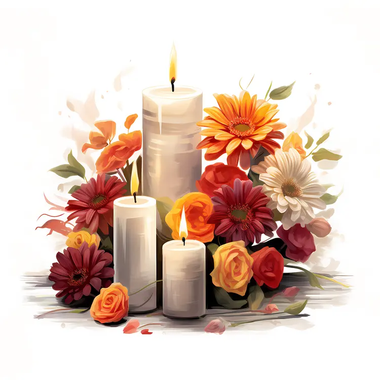 Beautiful Candle and Flower Arrangement