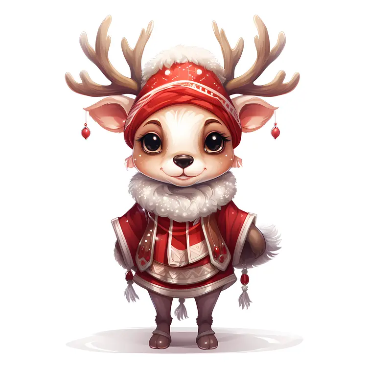 Cute Reindeer in Winter Outfit