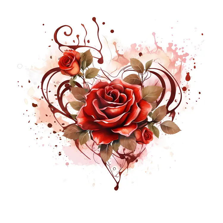 Red Roses and Heart Floral Design