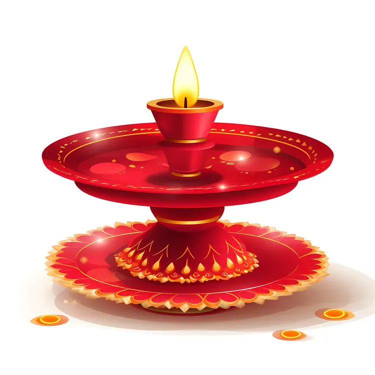 Red Candle Holder with Intricate Design