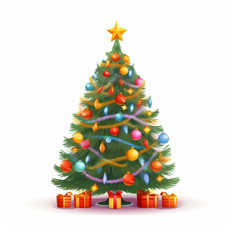 Decorated Christmas Tree with Presents