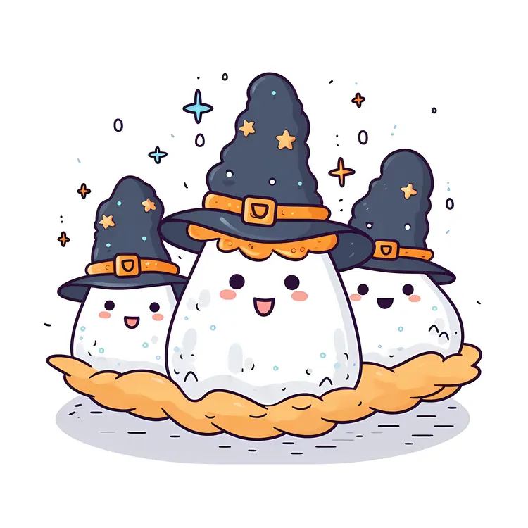 Three Ghosts with Star Hats