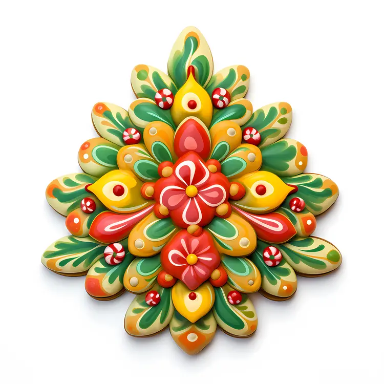 Colorful Decorative Cookie with Floral Design