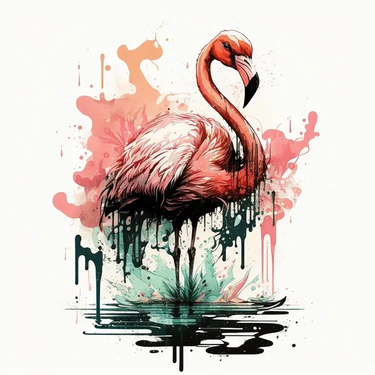 Watercolor Flamingo Art