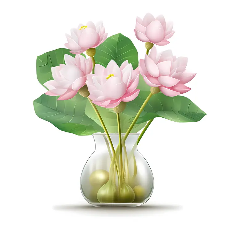 Beautiful Lotus Flowers in a Vase
