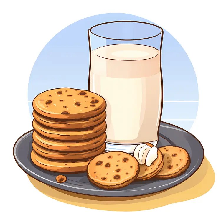 Delicious Milk and Cookies on a Plate