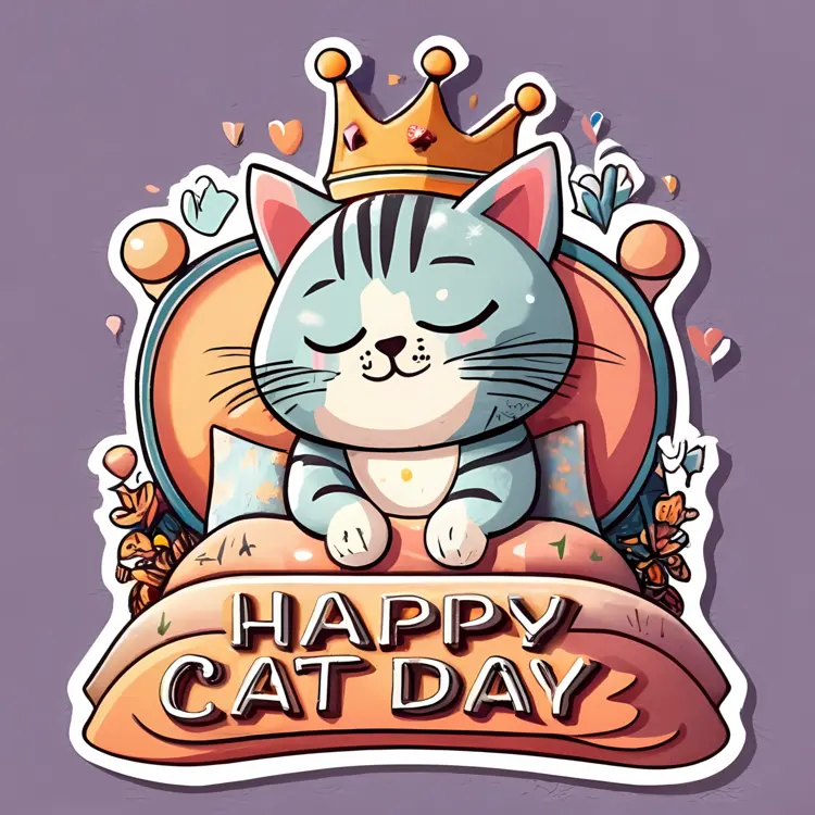 Cat with Crown Celebrating Cat Day