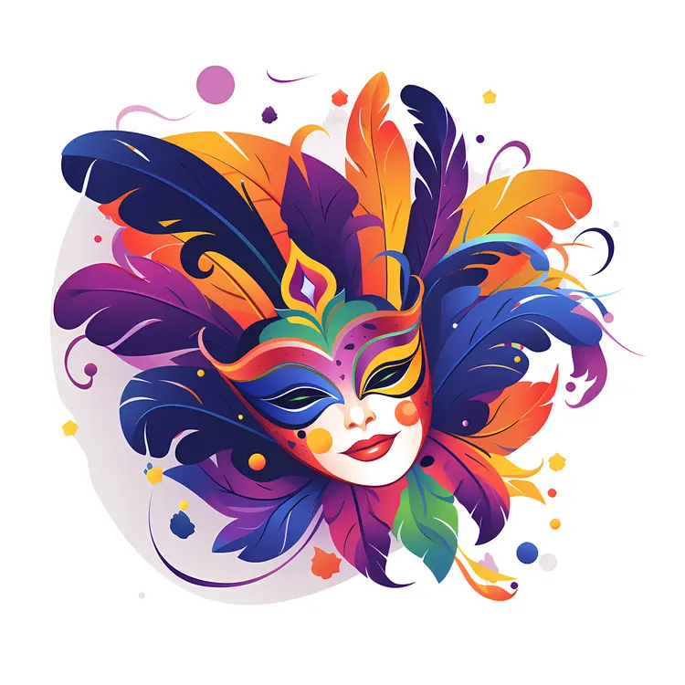Colorful Carnival Mask with Feathers