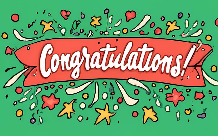 Congratulations with Stars and Confetti