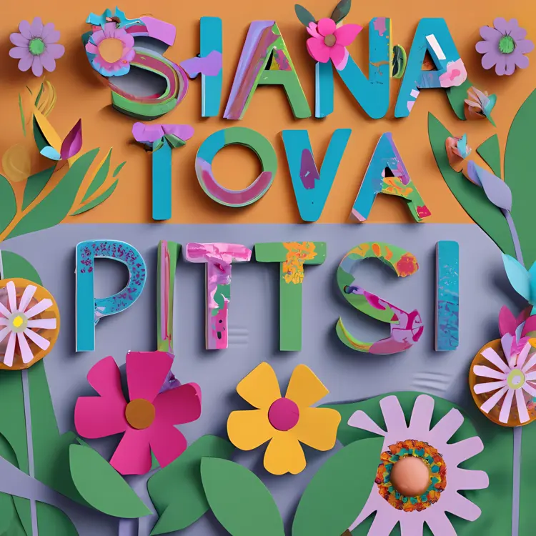Colorful Shana Tova Pitsi with Flowers