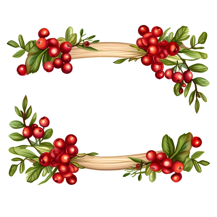 Festive Red Berries and Green Leaves Decoration