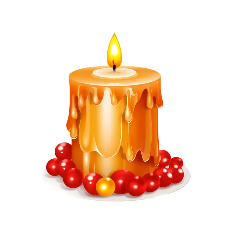 Orange Candle with Red Berries