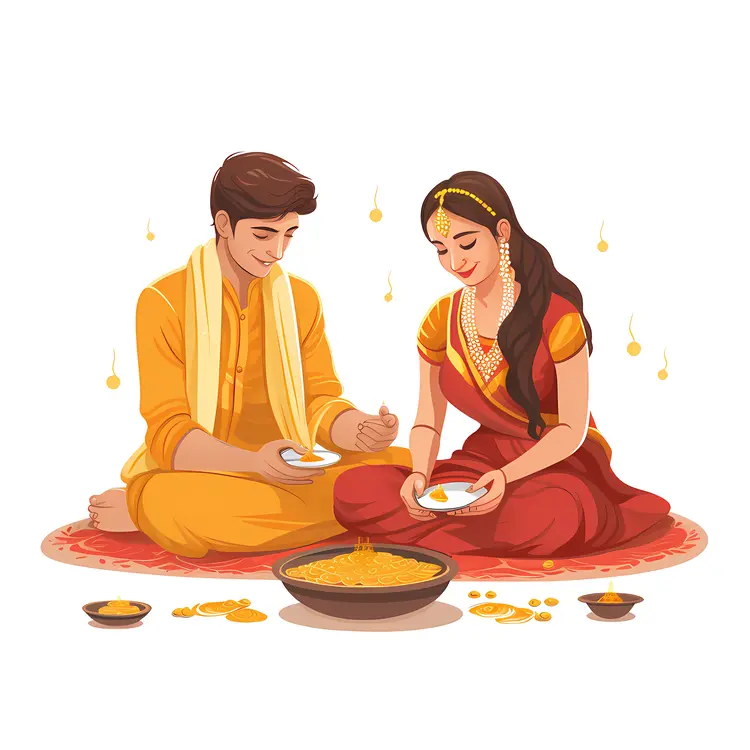 Traditional Indian Couple Celebrating Diwali