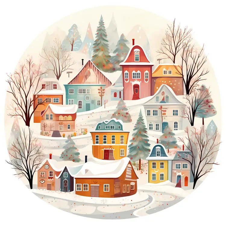 Snowy Winter Village