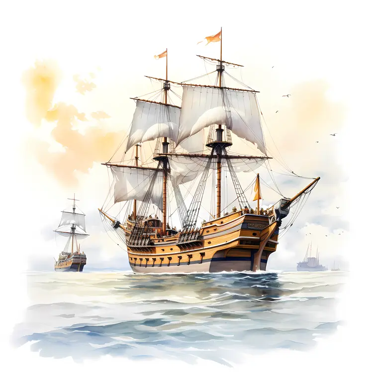 Elegant Sailing Ship on the Open Sea