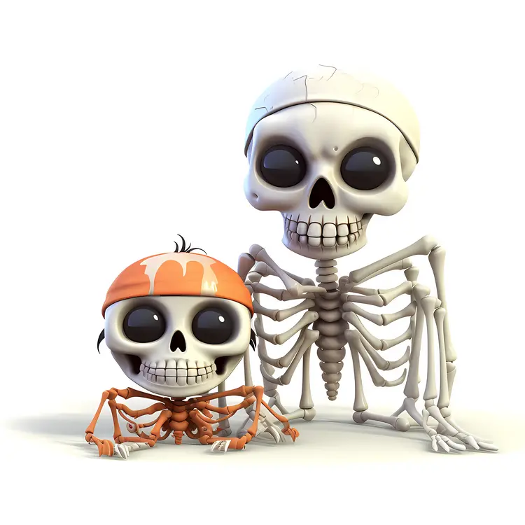 Two Skeletons with Bandanas