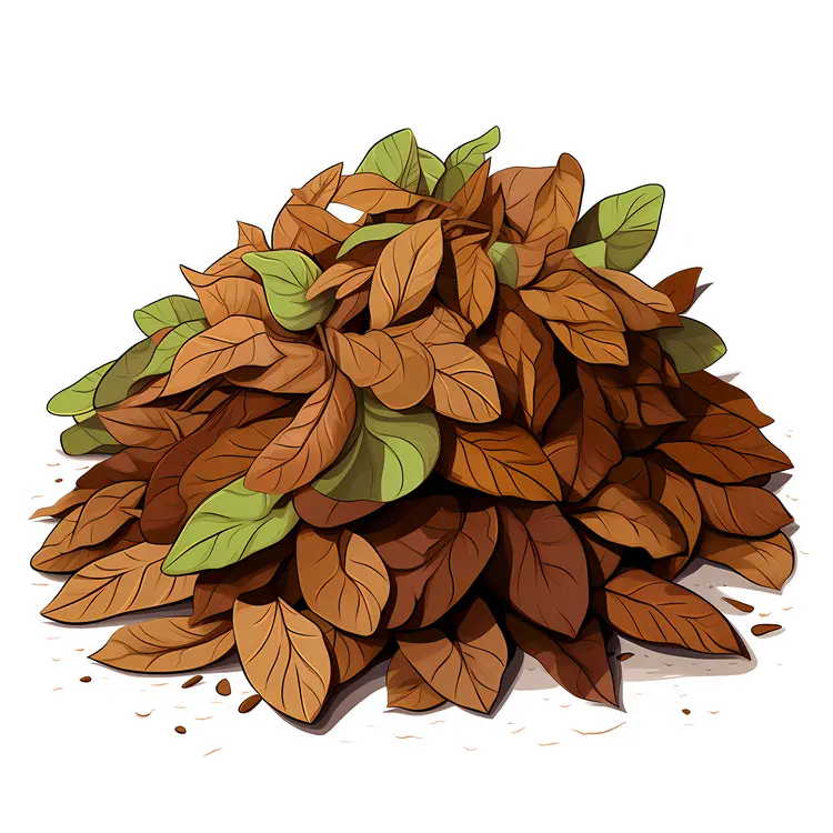 Pile of Brown Leaves in Autumn