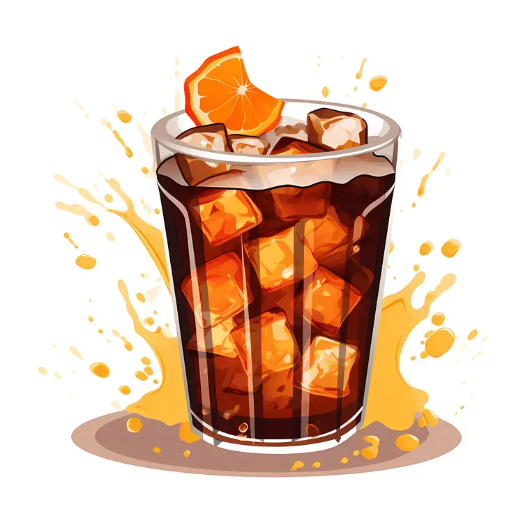 Refreshing Iced Drink with Orange Slice