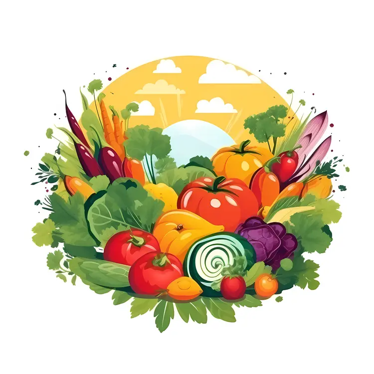 Colorful Vegetables in a Garden Setting