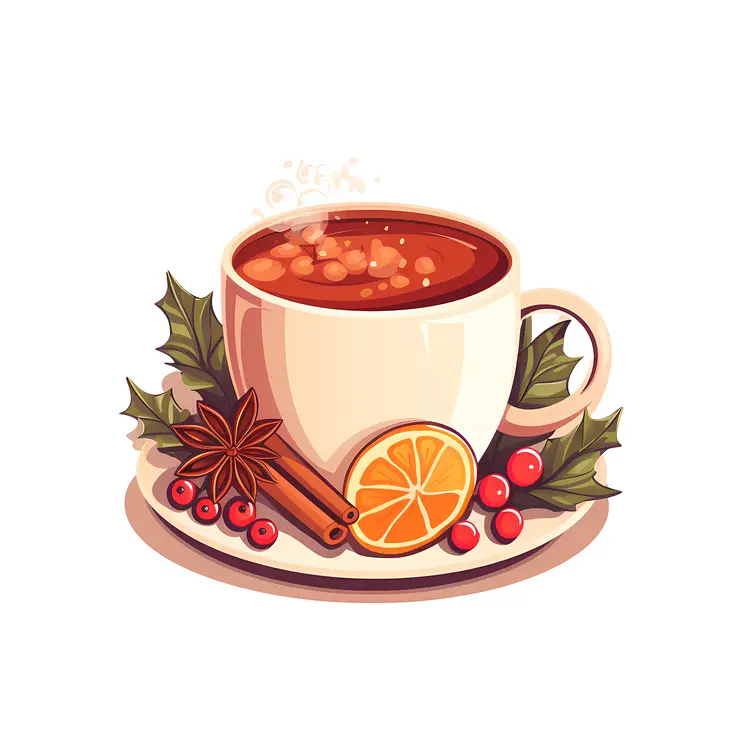 White Cup with Orange Slice and Christmas Spices