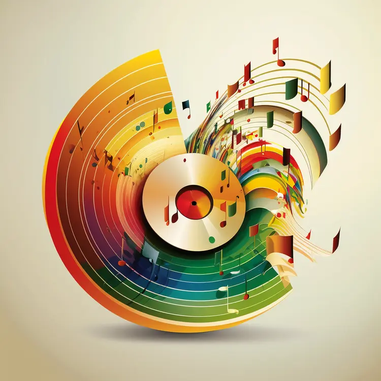 Colorful Music Disc with Vibrant Notes