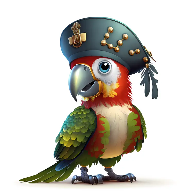 Cute Parrot with Pirate Hat