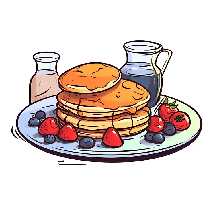 Pancakes with Berries and Syrup