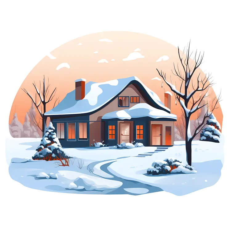 House with Snowy Path
