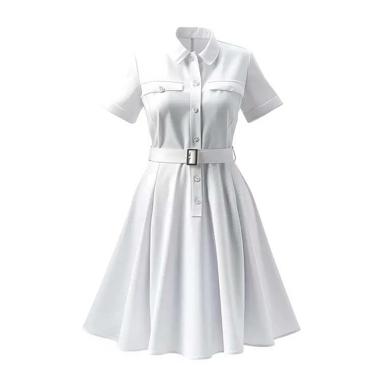 Chic White Dress with Belt