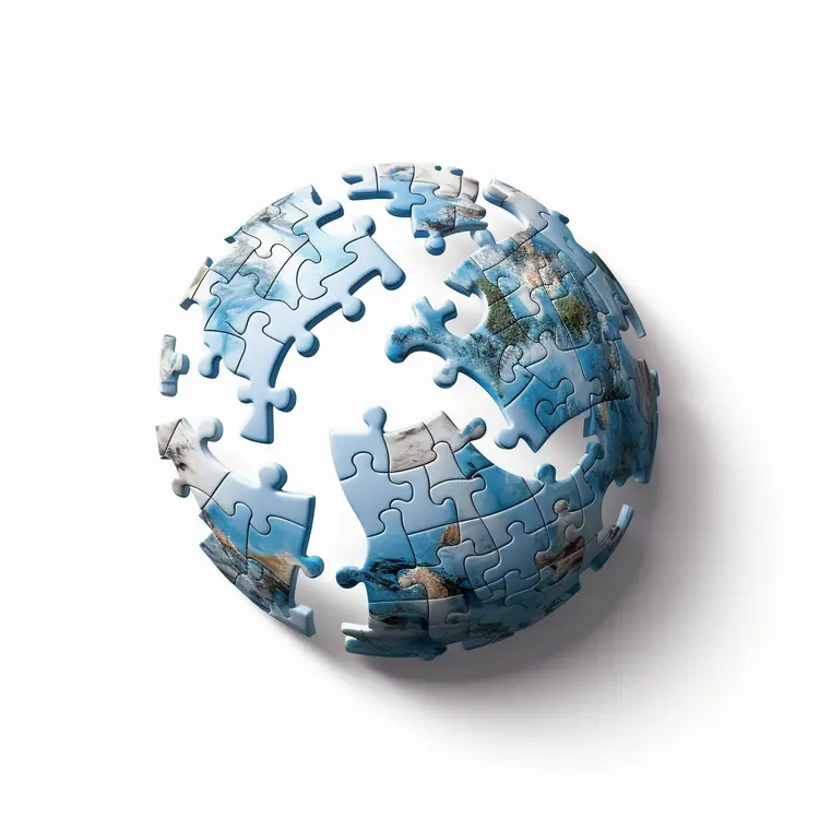 3D Puzzle Globe with Jigsaw Pieces