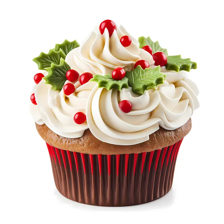 Christmas Cupcake with Holly