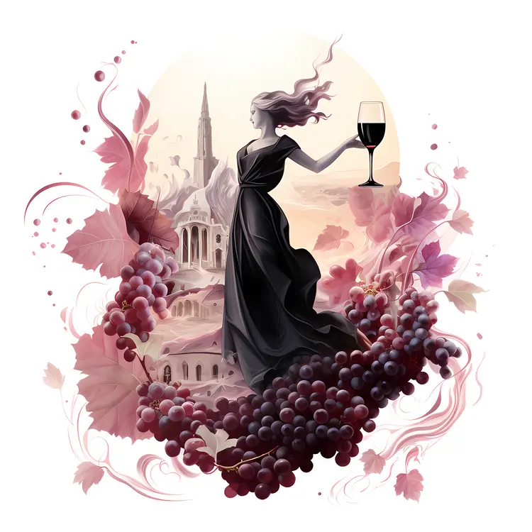 Woman with Wine Glass in Artistic Style