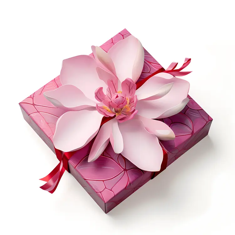 Lovely Pink Gift Box with Large Flower