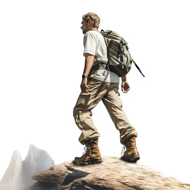 Hiker Standing on a Mountain Peak