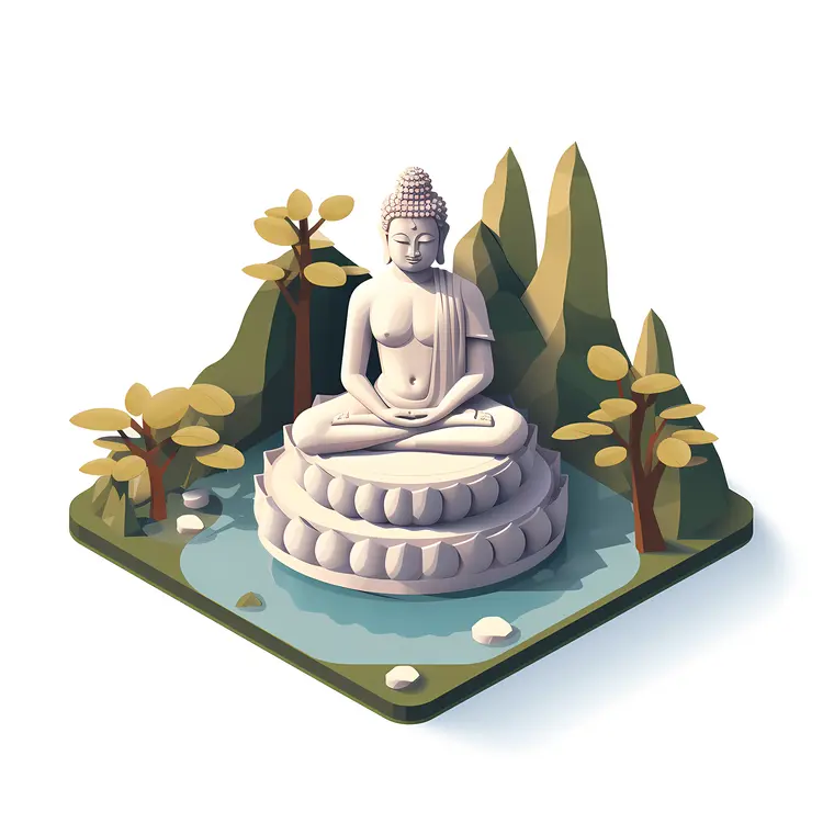 Serene Buddha Statue in Nature