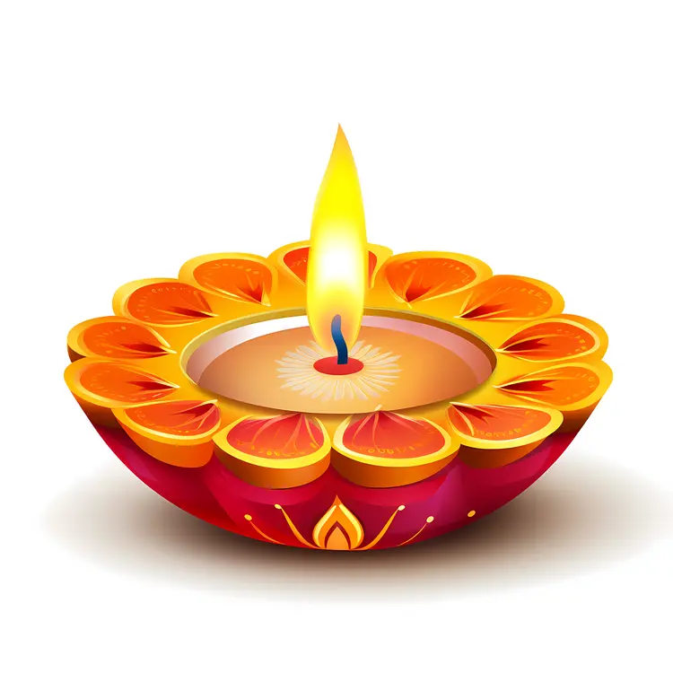 Decorative Candle with Bright Flame for Diwali