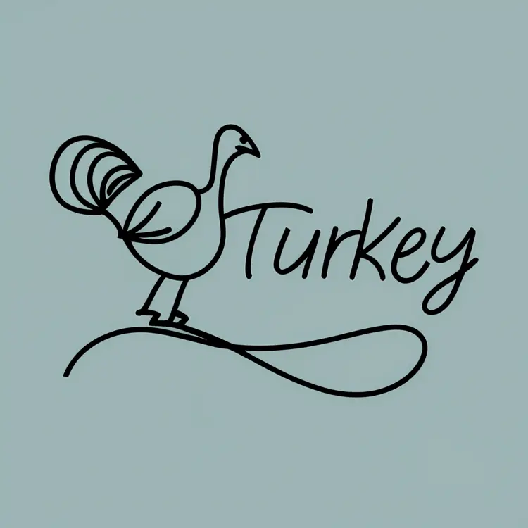 Simple Turkey Line Art for Thanksgiving