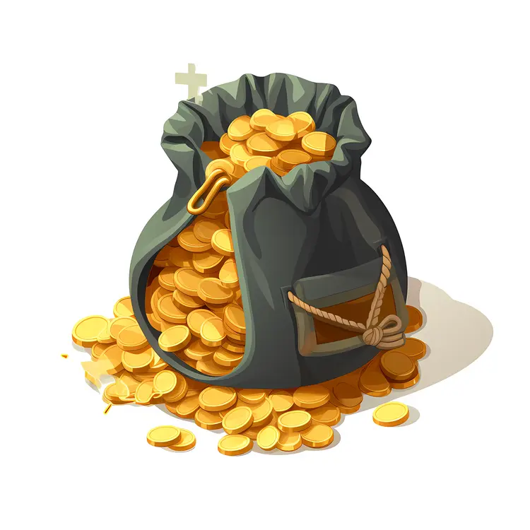 Dark Green Bag of Gold Coins