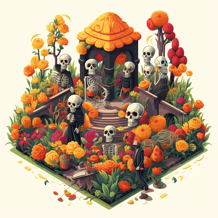 Skeletons in a Colorful Garden