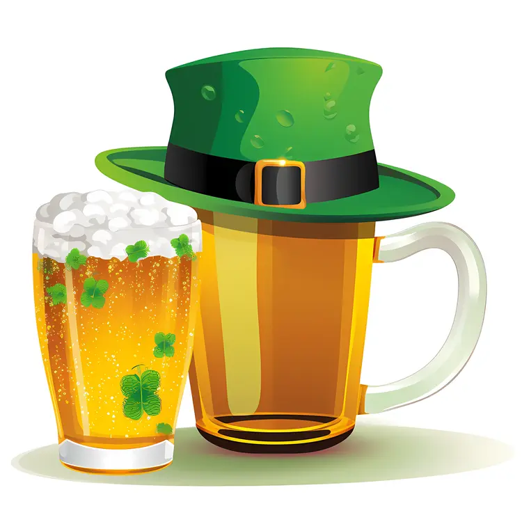 Festive Beer with Green Hat for St. Patrick's Day