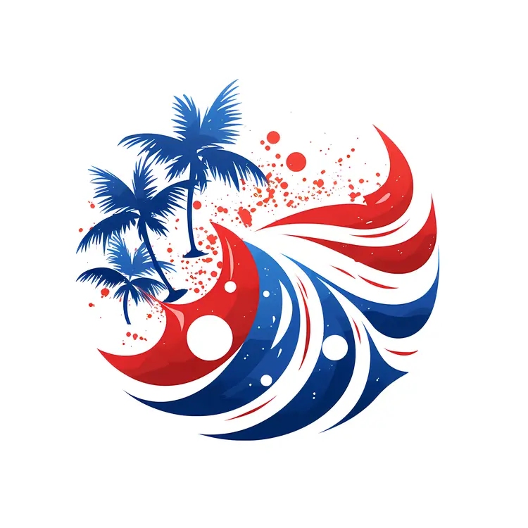 Palm Trees with Ocean Waves