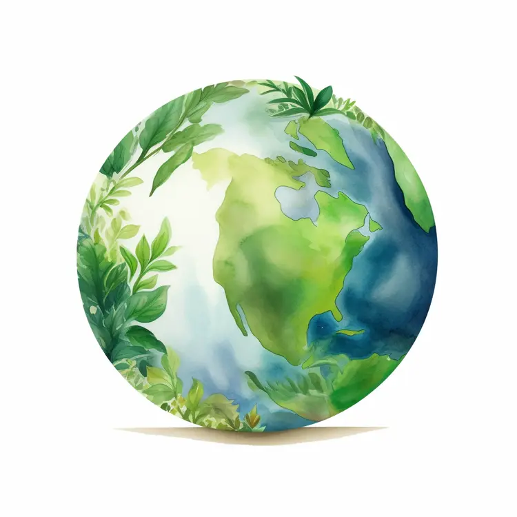 Earth with Green Leaves and Plants