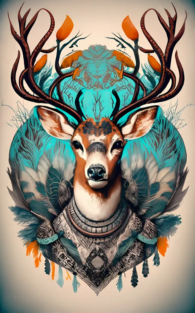 Majestic Deer with Antlers in Artistic Style