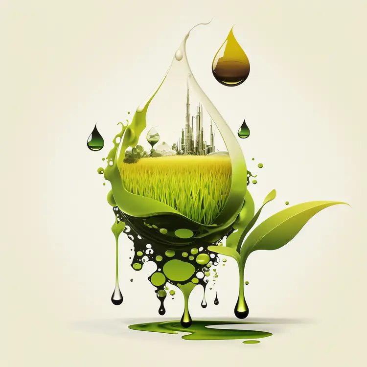 Green Oil Drop with Nature Inside