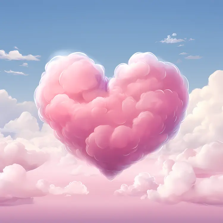 Pink Heart Cloud in a Dreamy Sky