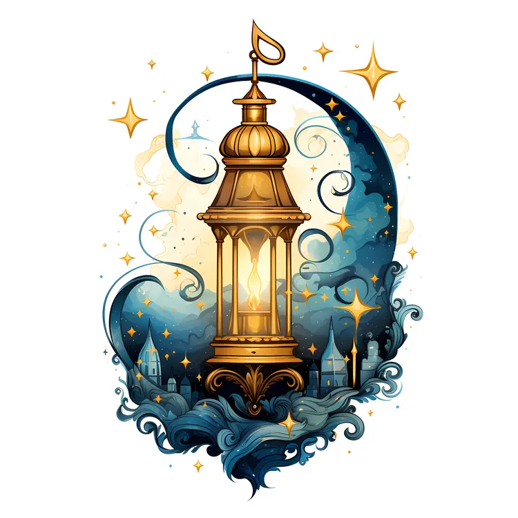 Golden Lantern with Stars