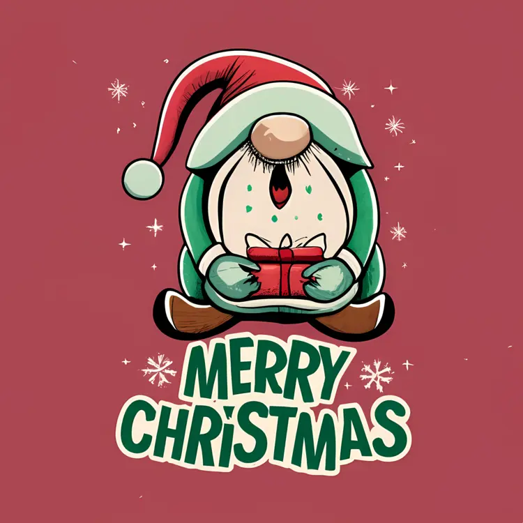 Santa Claus Singing with Gift