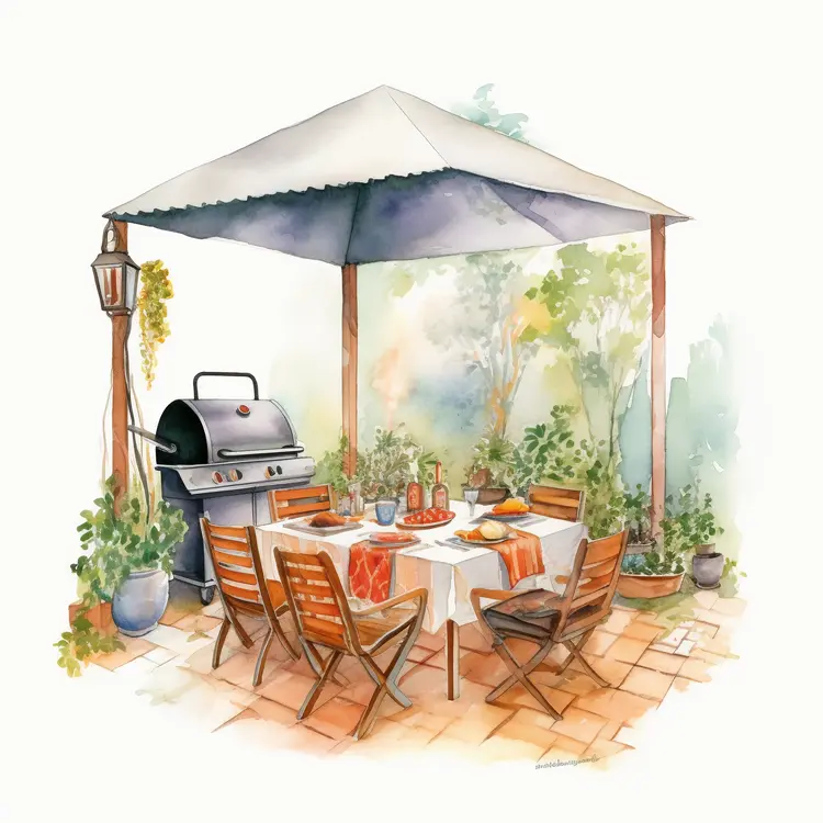Cozy Outdoor Dining Area with BBQ Grill