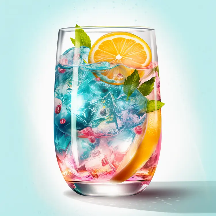 Refreshing Colorful Drink with Lemon and Mint